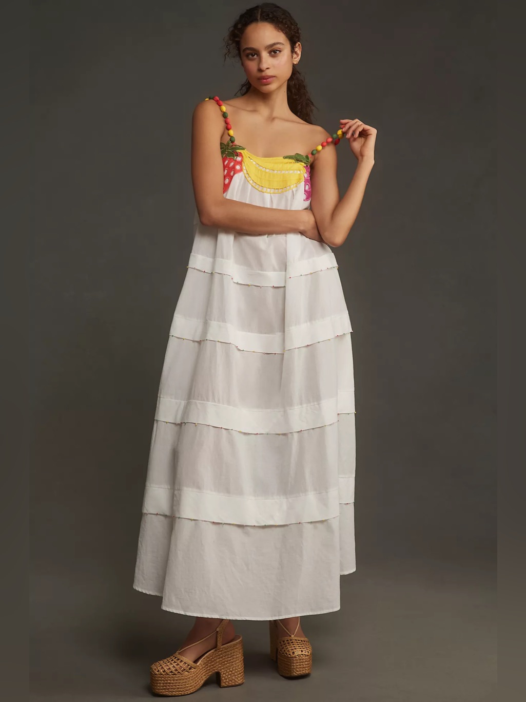Farm Rio Fruits Richilieu Sleeveless Midi Dress Size Xs